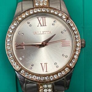 Valletta Womens Two Tone Rhinestone Watch Rose Gold Silver FMDC T569A Japan Movt